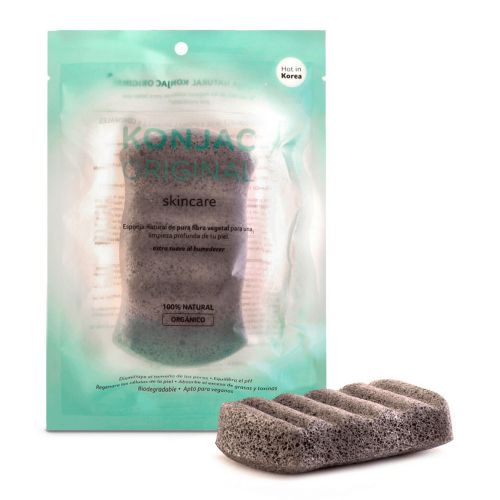 Konjac Esponja Corporal Con Cenizas Activas Bambú Natural