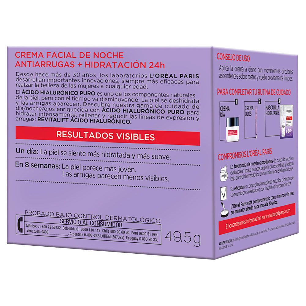 Loreal Paris Revitalift ácido Hialurónico Crema De Noche