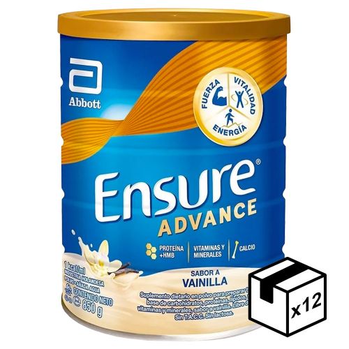Pack 12 Ensure Advance Polvo Sabor Vainilla X 850 Gramos