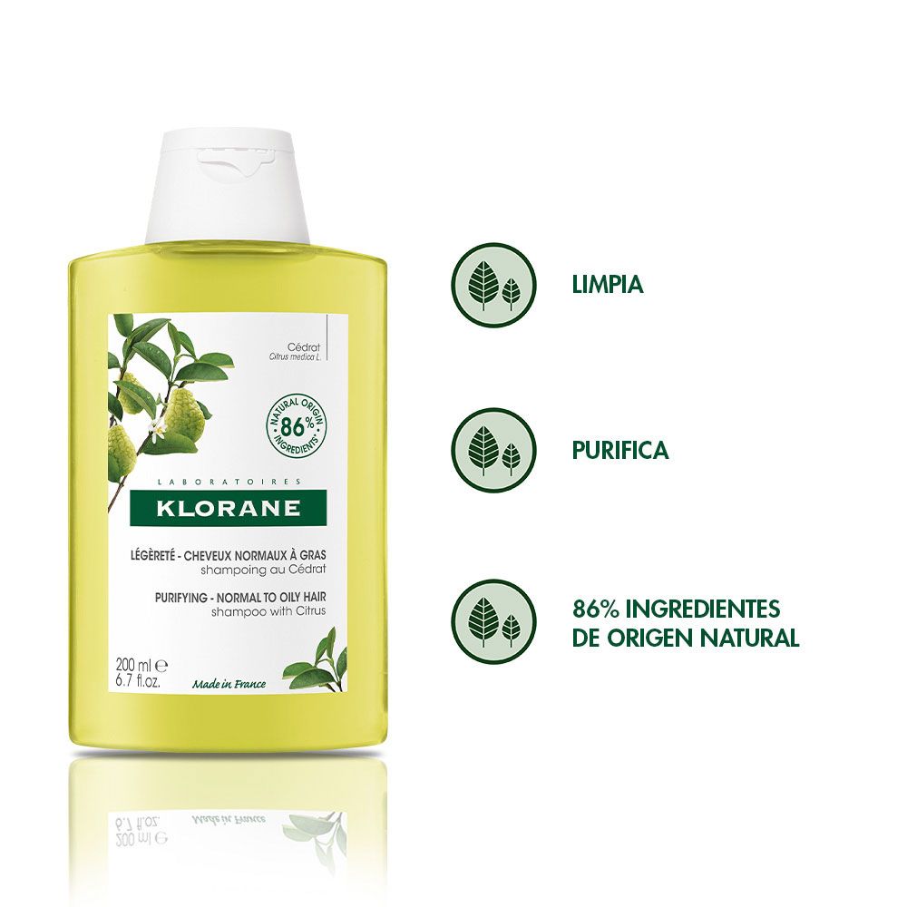Klorane Cidra Shampoo Cabello Tendencia Oleosa X 200ml