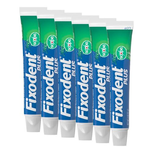 Pack 6 Fixodent Plus Adhesivo Para Prótesis Dental Menta