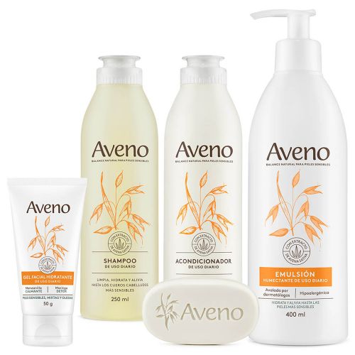 Aveno Combo Cuidado Capilar Corporal Facial Piel Sensible