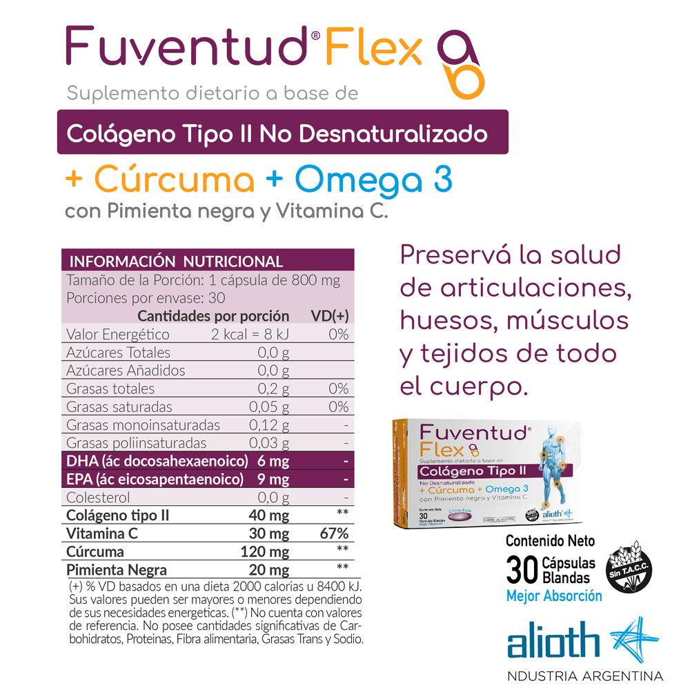 Pack 3 Fuventud Flex Colágeno Tipo Ii Huesos Articulaciones