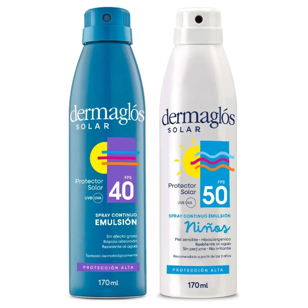Dermaglós Combo Protección Solar Spray Fps 40 Y Fps 50 Niños