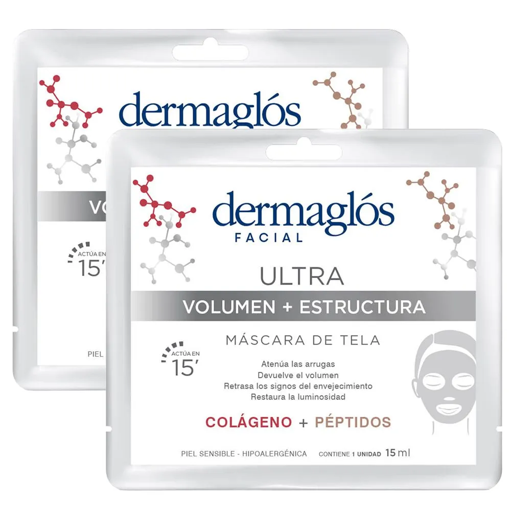 Pack 2 Dermaglós Ultra Volumen + Estructura Máscara De Tela
