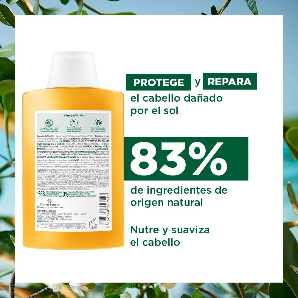 Klorane Tamanu Y Monoi Shampoo Nutri-reparador