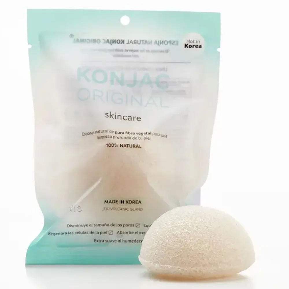 Konjac Esponja Facial Blanca De Pura Fibra Vegetal Natural