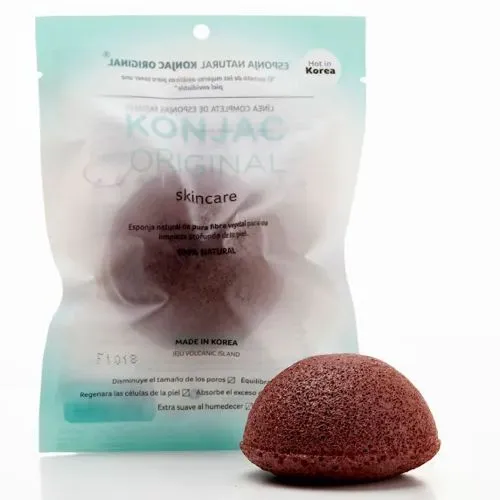 Konjac Esponja Facial Con Fina Arcilla Roja Francesa Natural