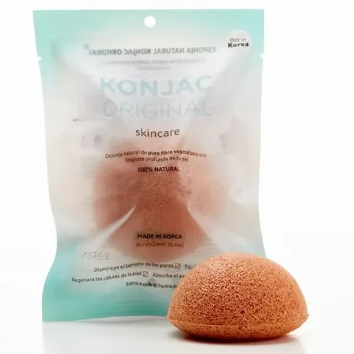 Konjac Esponja Facial Fina Arcilla Rosa Francesa Natural
