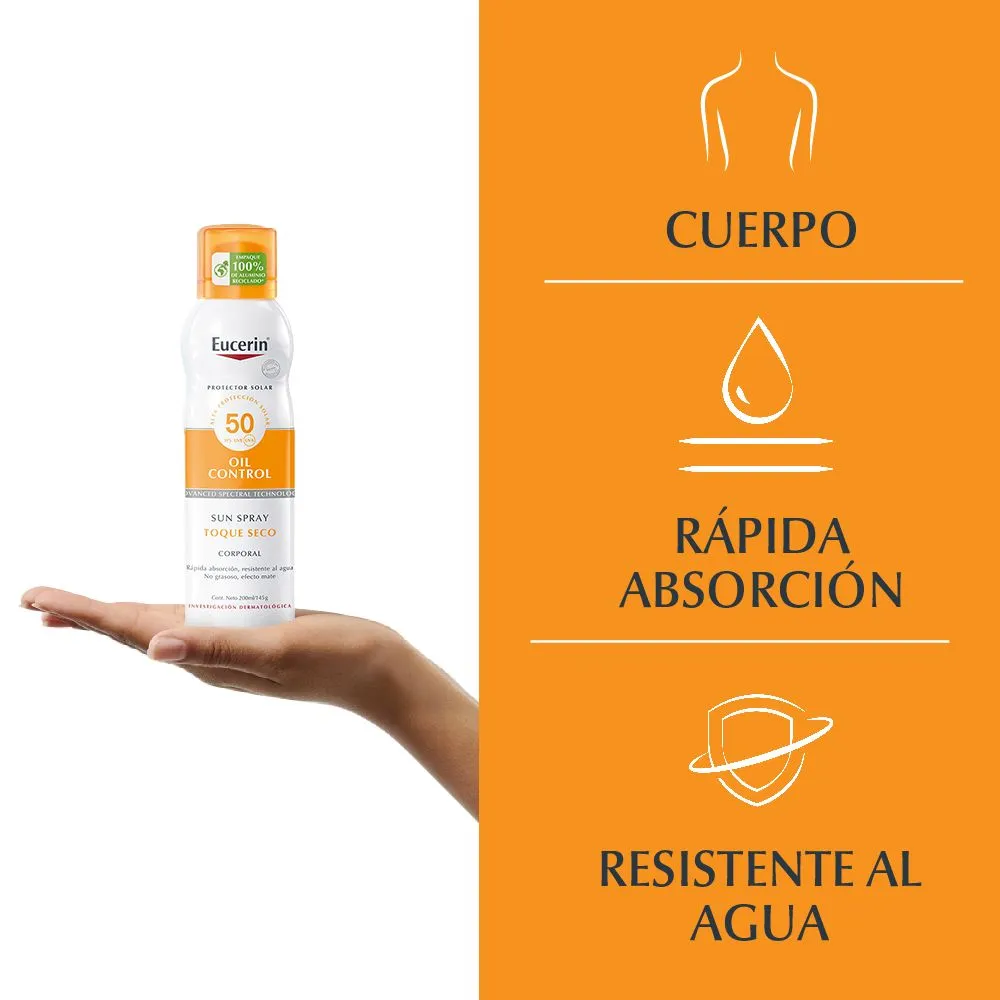 Eucerin Sun Fps50 Spray Protector Solar Corporal Toque Seco