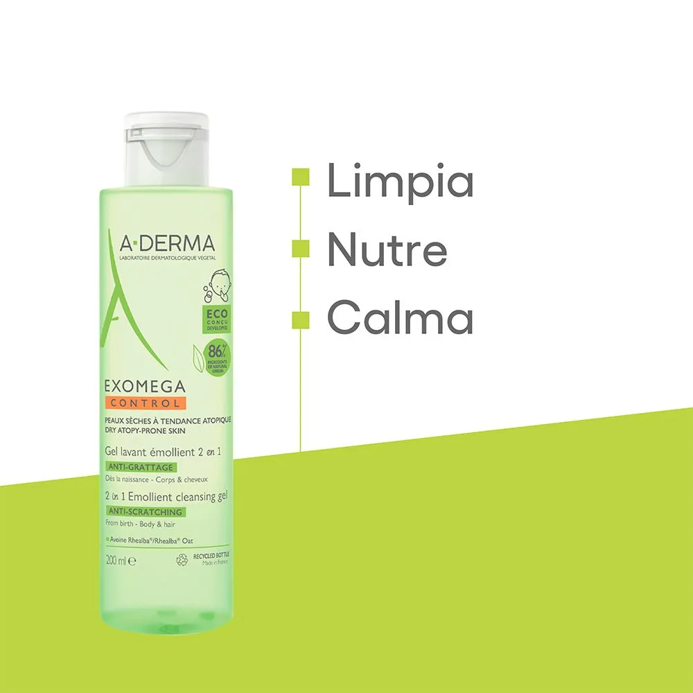 A Derma Exomega Gel Limpiador 2 En 1 X 200ml
