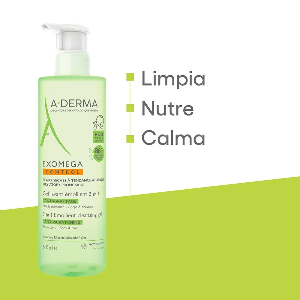 A Derma Exomega Gel Limpiador 2 En 1 X 500ml