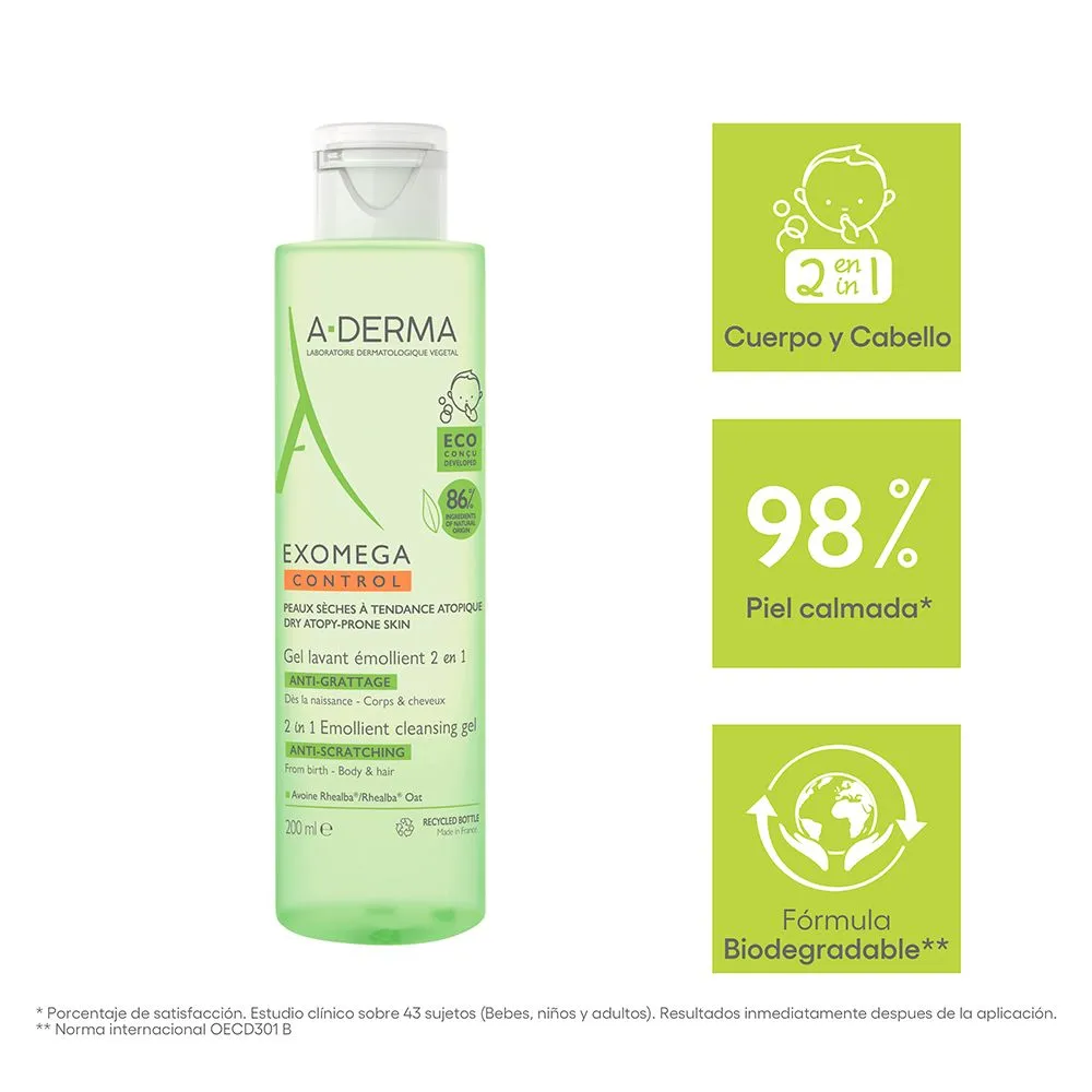 A Derma Exomega Gel Limpiador 2 En 1 X 200ml