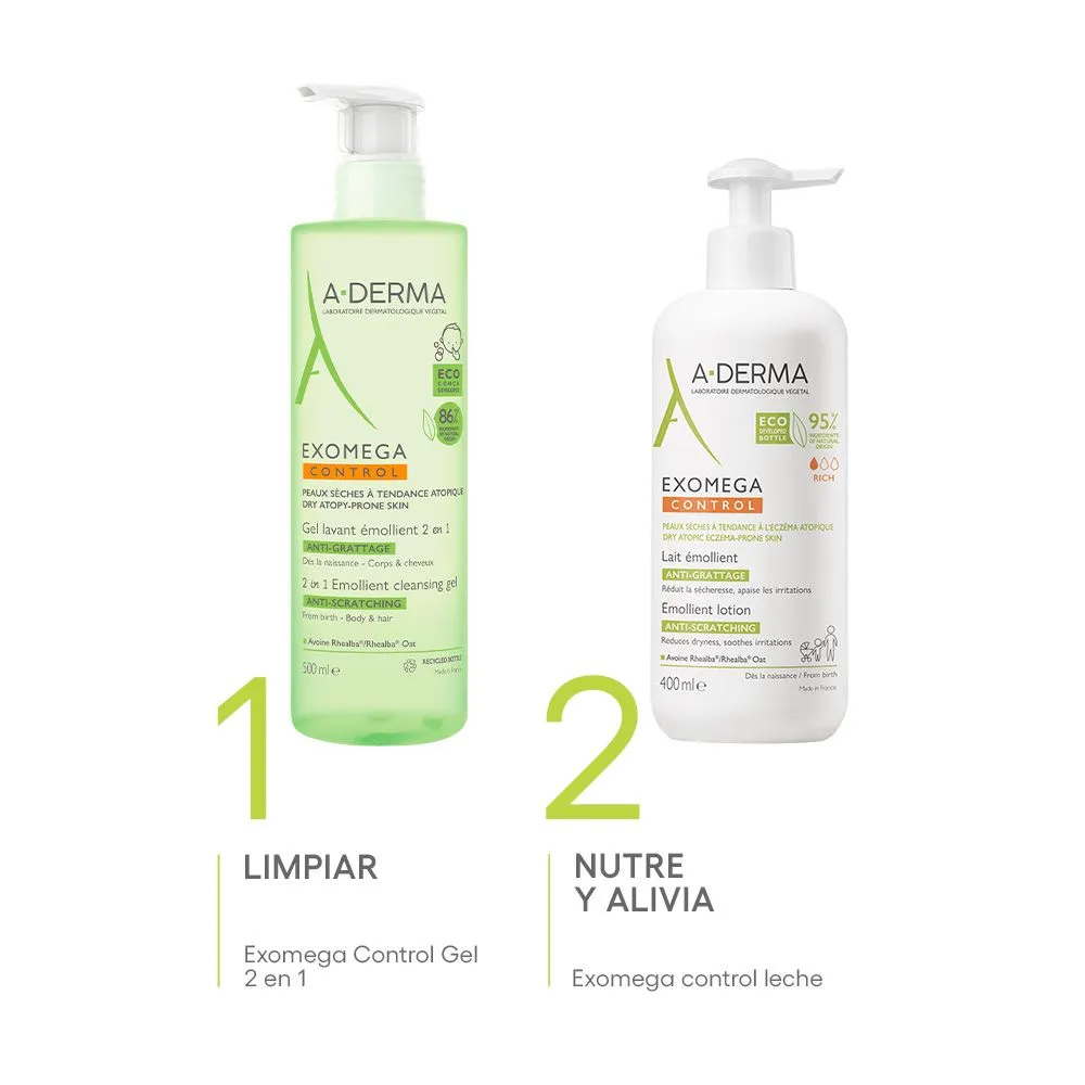 A Derma Exomega Gel Limpiador 2 En 1 X 500ml