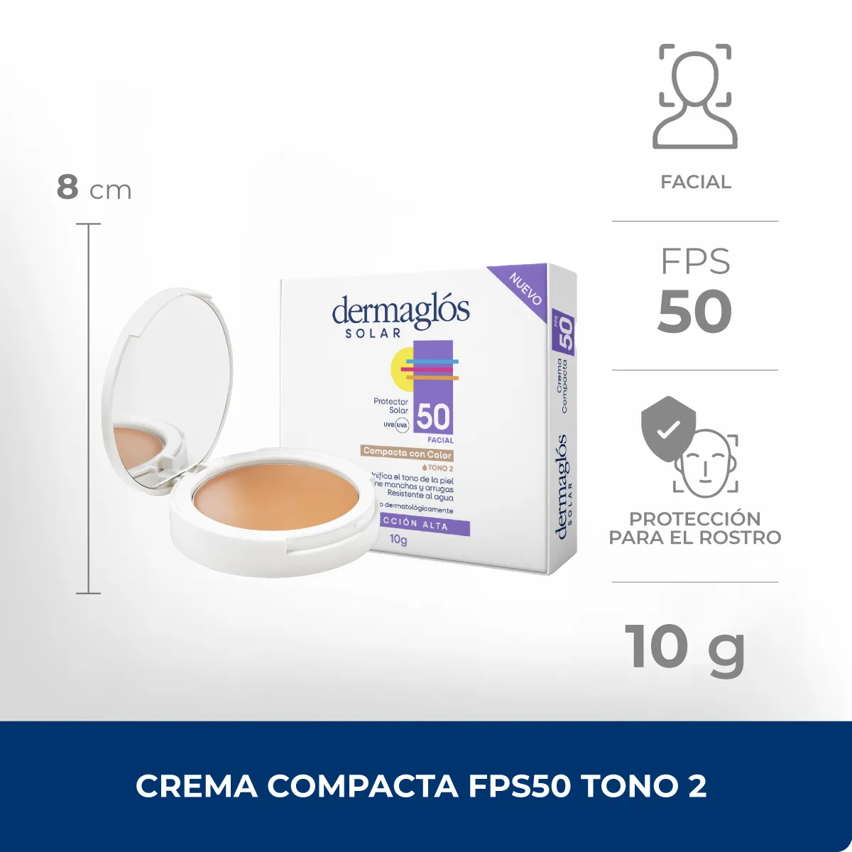 Dermaglós Protector Solar Fps50 Facial Crema Compacta Color