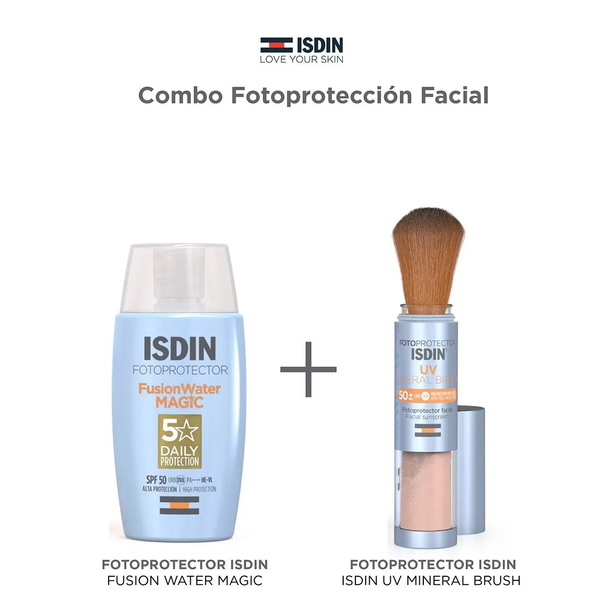 Isdin Combo Fotoprotección Facial Sunbrush + Fusion Water Magic