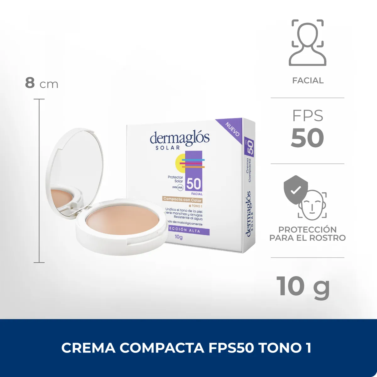 Dermaglós Protector Solar Fps50 Facial Crema Compacta Color