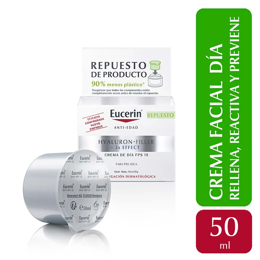 Eucerin Hyaluron Filler + 3x Effect Repuesto Crema Día Fps15