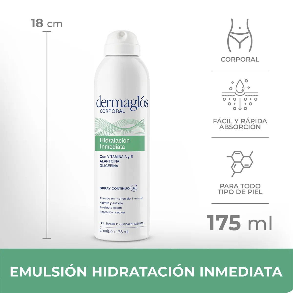 Dermaglós Corporal Hidratación Inmediata Spray Continuo