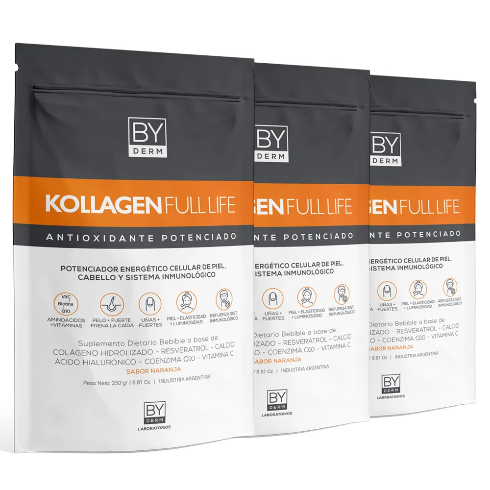 Pack 3 By Derm Kollagen Full Life Colágeno Antioxidante