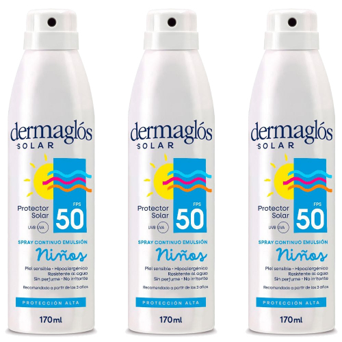 Pack 3 Dermaglós Protector Solar Fps50 Niños Spray