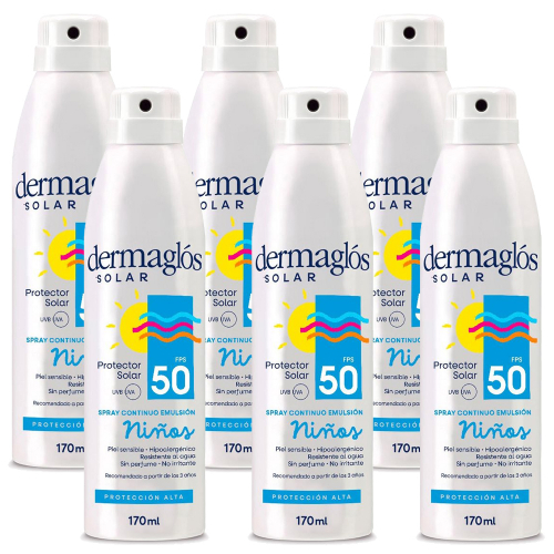 Pack 6 Dermaglós Protector Solar Fps50 Niños Spray