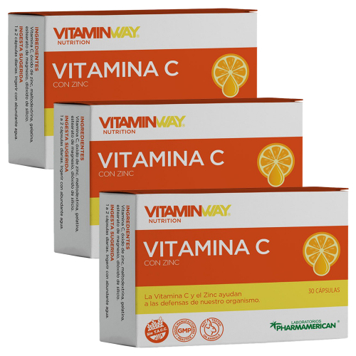 Pack 3 Vitamin Way Vitamina C Con Zinc Cápsulas