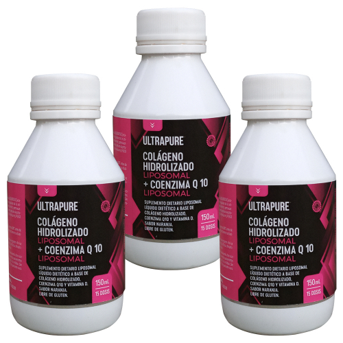 Pack 3 Ultrapure Colágeno + Coenzima Q10 Liposomal Bebible