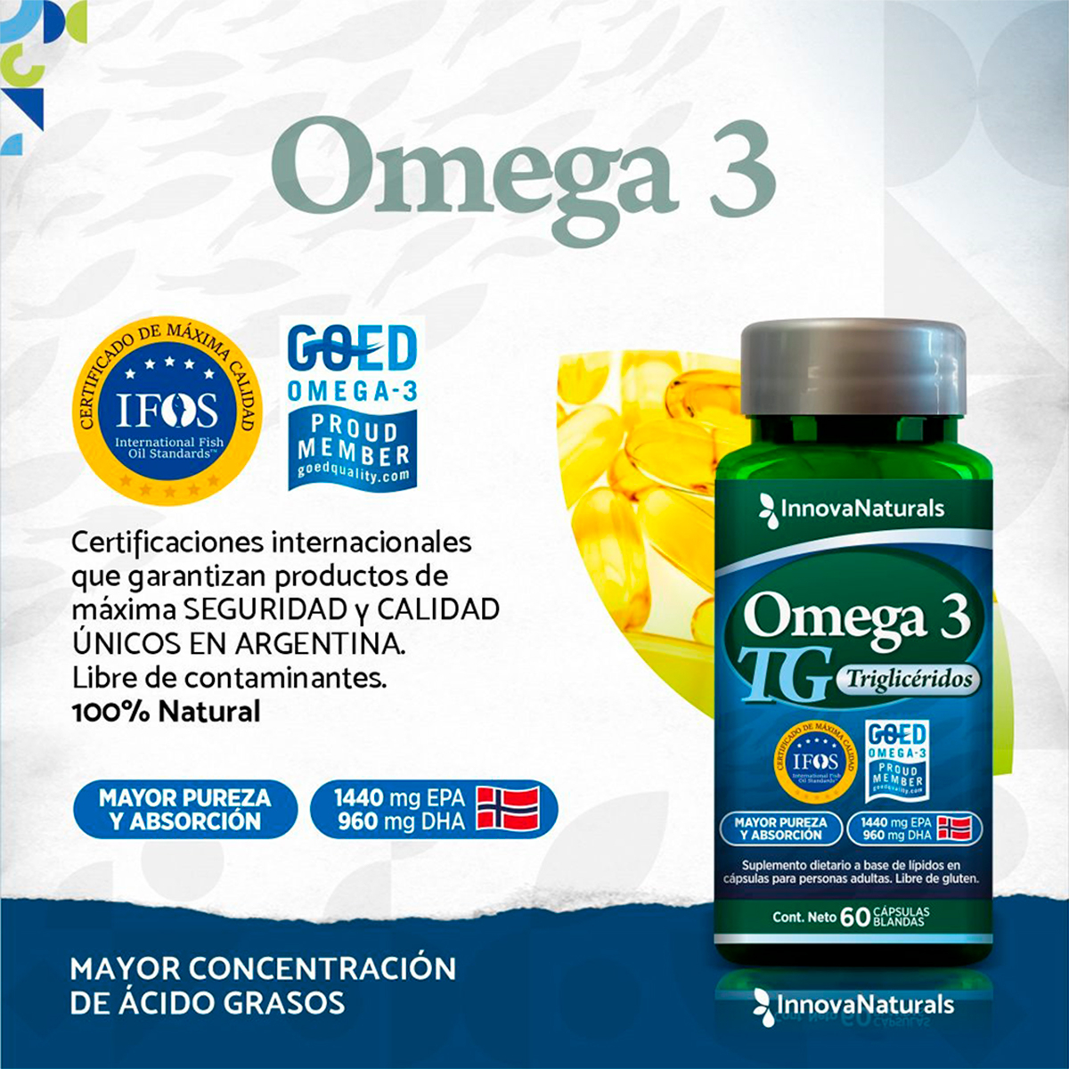 Pack 3 Innovanaturals Omega 3 Tg Aceite De Pescado