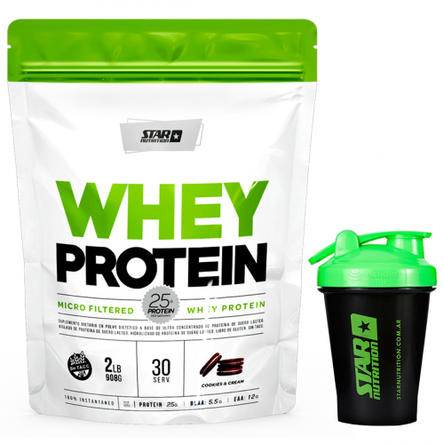 Combo Star Nutrition Whey Protein Cookies And Cream + Vaso Shaker