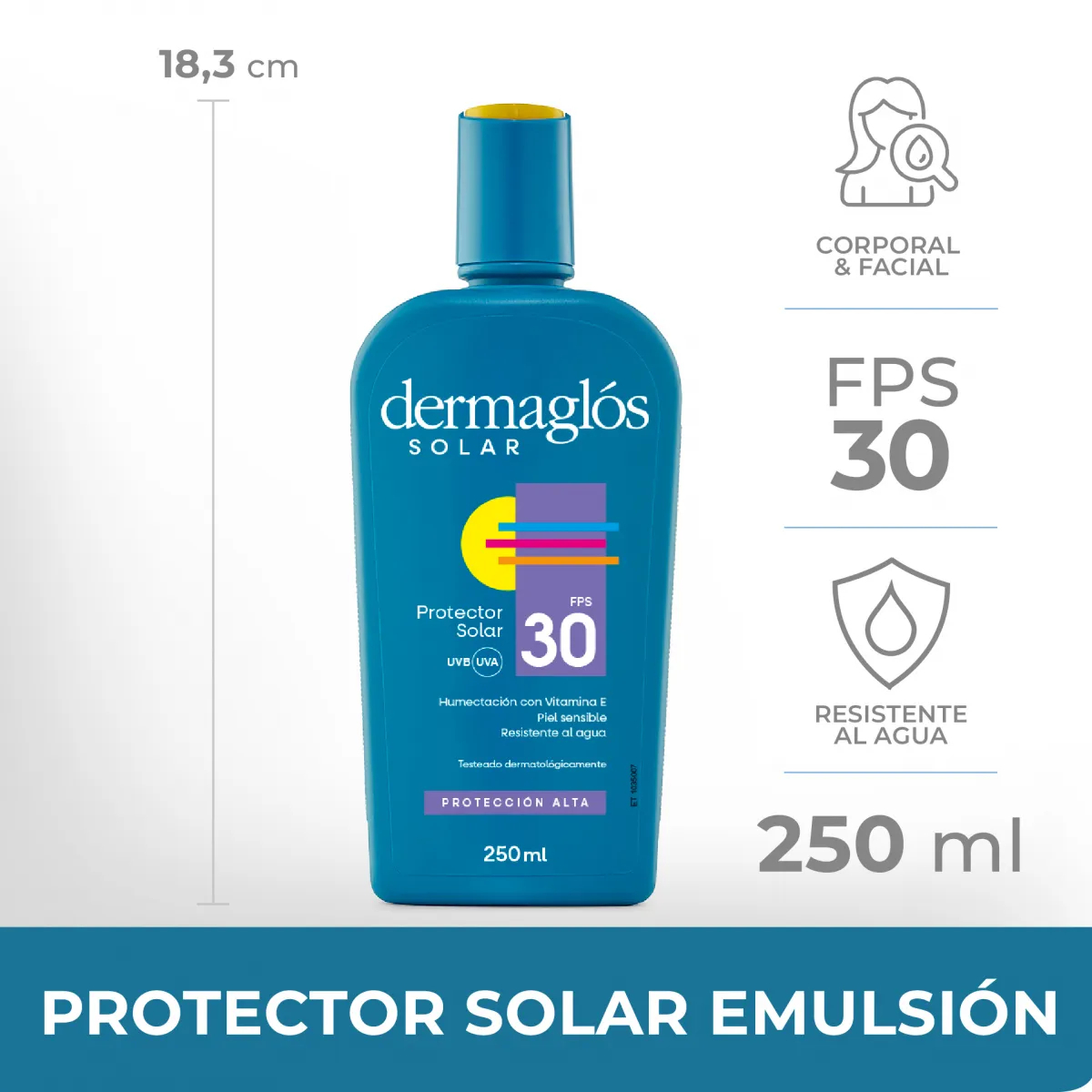 Dermaglós Protector Solar Emulsión Fps30 X 250ml Vto 9-26
