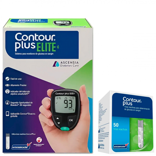 Combo Contour Plus Elite Glucómetro + Tiras Reactivas