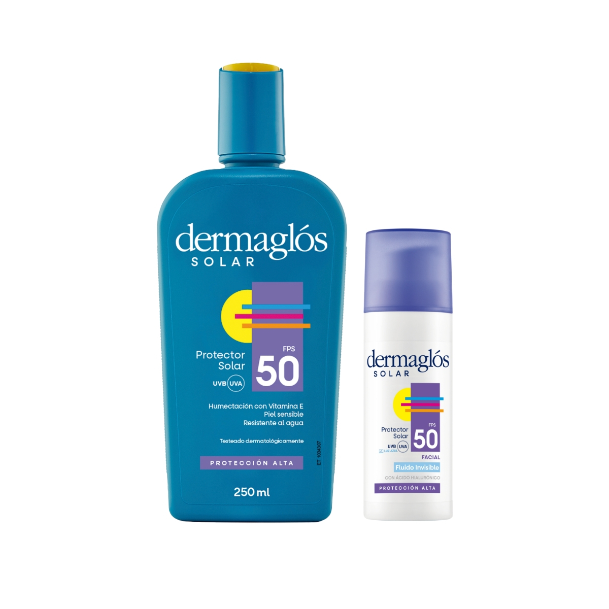 Combo Dermaglós Protector Solar Facial Fluido + Emulsión Fps 50