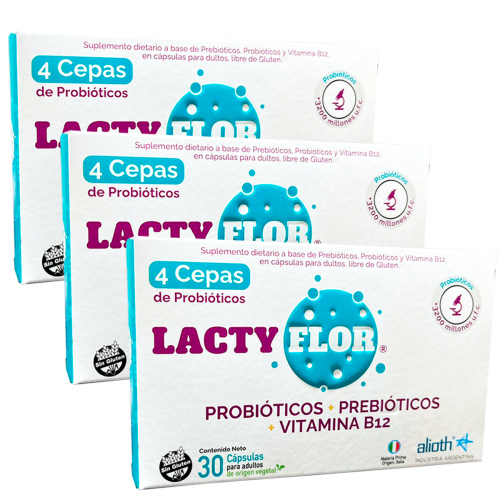 Pack 3 Lactyflor Prebióticos + Probióticos Suplemento