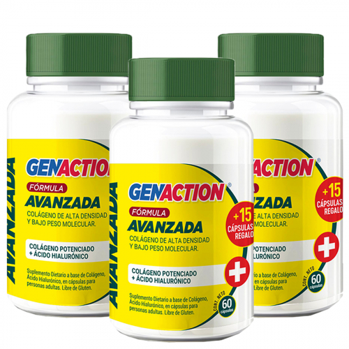 Pack 3 Genaction Colágeno Hidrolizado Fórmula Avanzada