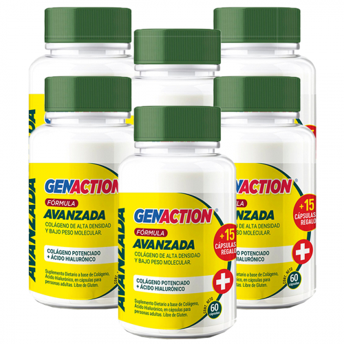 Pack 6 Genaction Colágeno Hidrolizado Fórmula Avanzada