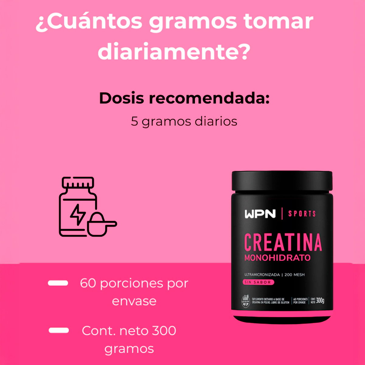 Pack 2 Wpn Sports Creatina Monohidrato Sin Sabor