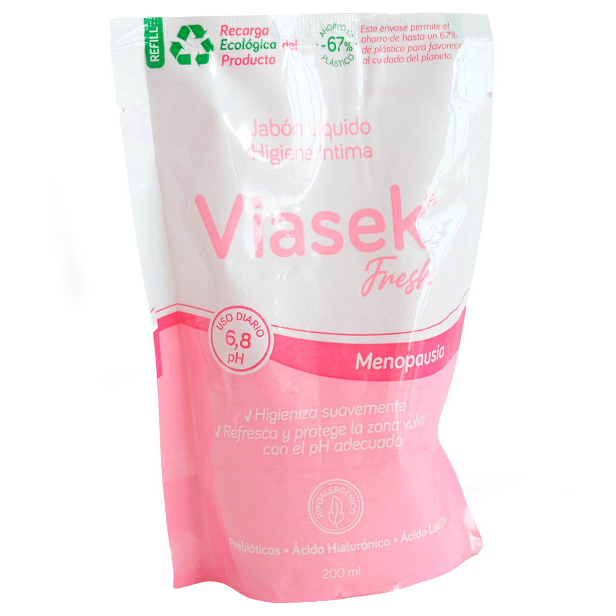 Viasek Fresh Jabón Líquido íntimo Ph 6.8 Refill