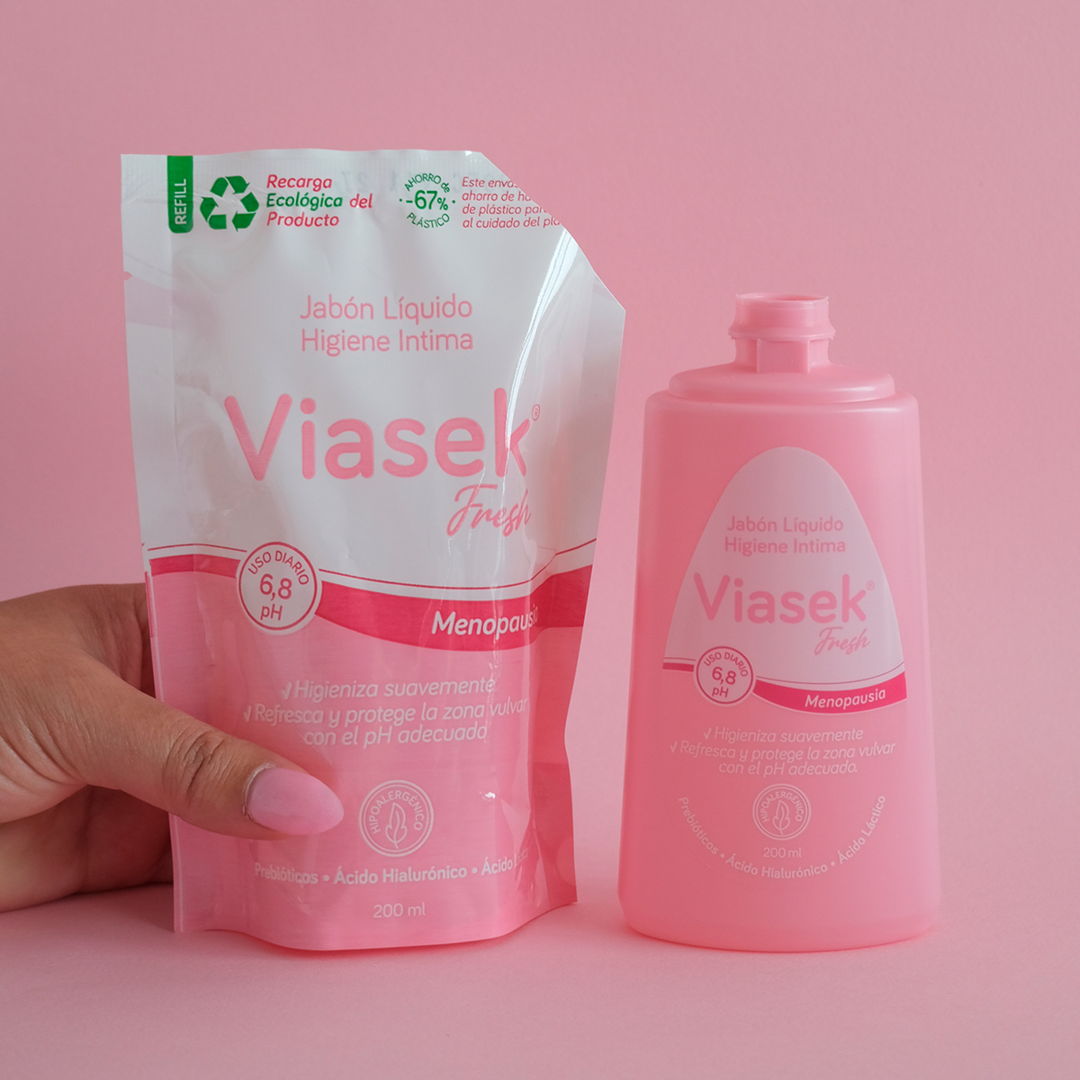 Viasek Fresh Jabón Líquido íntimo Ph 6.8 Refill