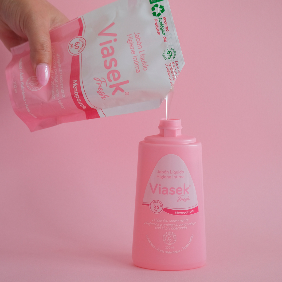 Viasek Fresh Jabón Líquido íntimo Ph 6.8 Refill