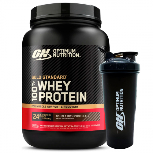 Combo Optimum Nutrition Gold Whey Protein Chocolate + Shaker