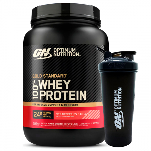 Combo Optimum Nutrition Gold Whey Protein Frutilla + Shaker