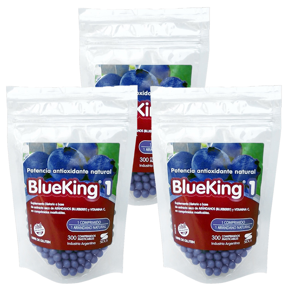Pack 3 Blueking 1 Arándano X 300 Comprimidos Masticables