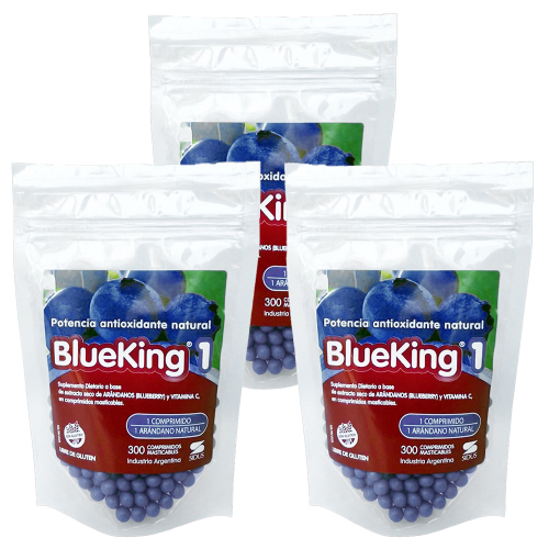 Pack 3 Blueking 1 Arándano X 300 Comprimidos Masticables