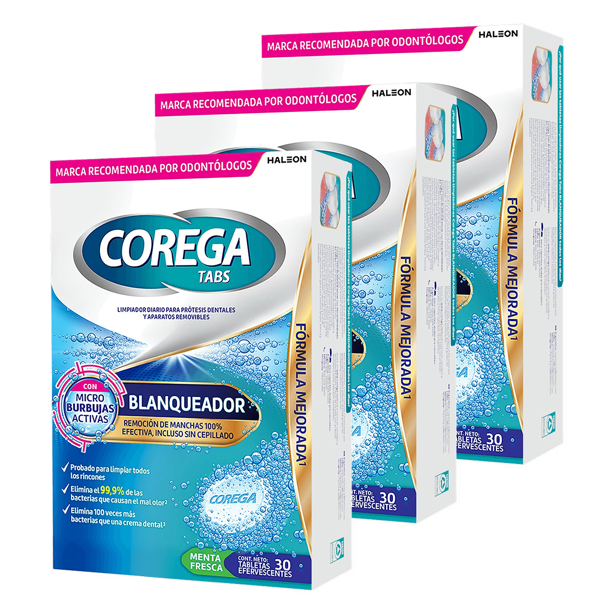 Pack 3 Corega Tabs Blanqueador X 30 Tabletas