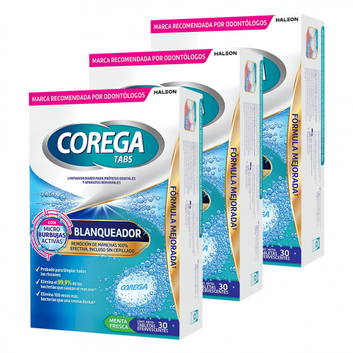 Pack 3 Corega Tabs Blanqueador X 30 Tabletas
