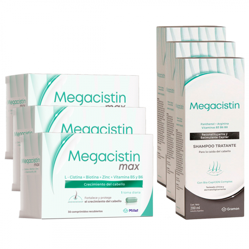 Pack 3 Megacistin Max X 30 + 3 Megacistin Shampoo