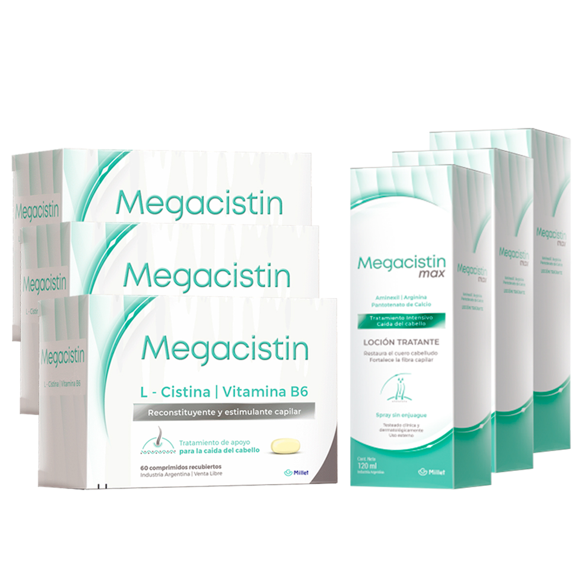 Pack 3 Megacistin X 60 + 3 Megacistin Max Loción
