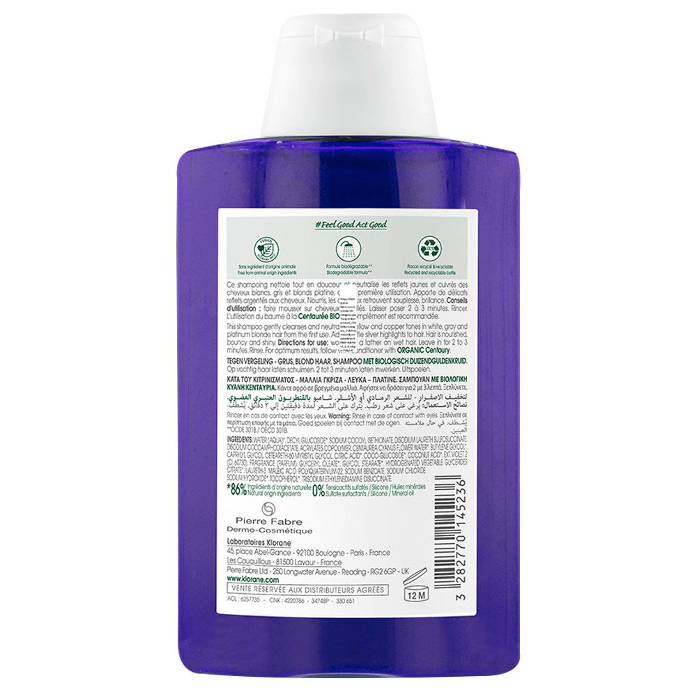 Klorane Centáurea Shampoo Para Cabello Blanco X 200ml
