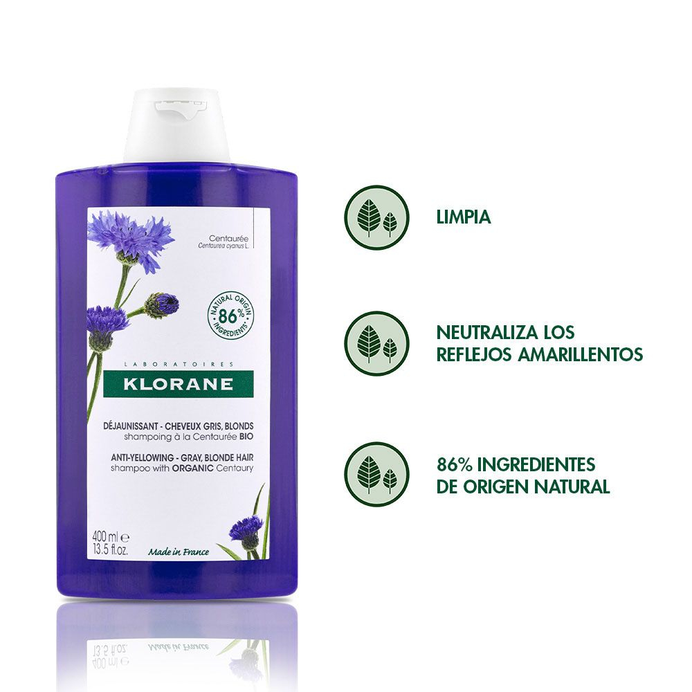 Klorane Centáurea Shampoo Para Cabello Blanco X 400ml